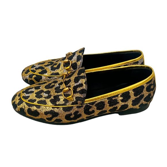 Gucci Jordaan Leopard Print Horsebit Gold Loafers Women's Size 36 + Box Dust bag - Picture 8 of 10